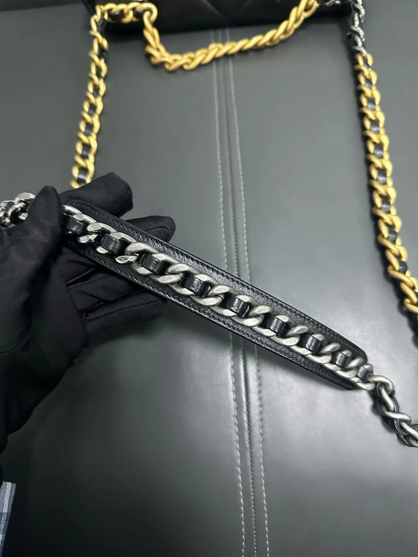 CHANEL Small 19 Black Shiny Lambskin Handbag CHANEL Small 19 Black Shiny Lambskin Handbag