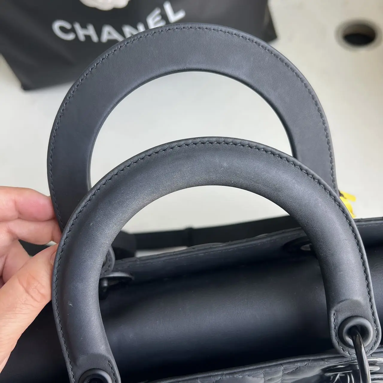 DIOR Large Lady Dior Bag in Black Grained Calfskin DIOR Large Lady Dior Bag in Black Grained Calfskin