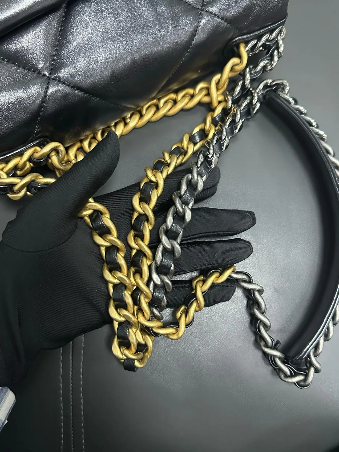 CHANEL Small 19 Black Shiny Lambskin Handbag CHANEL Small 19 Black Shiny Lambskin Handbag