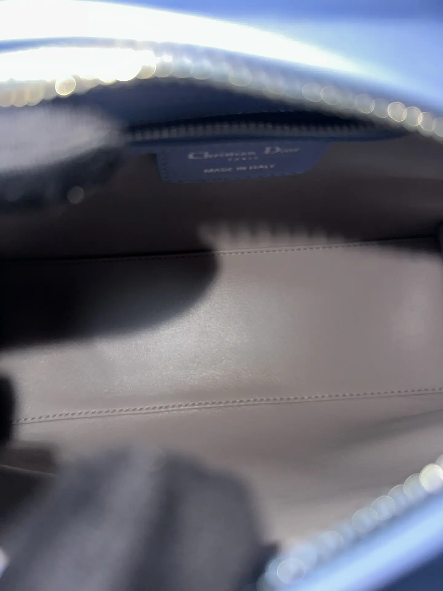 DIOR Small Lady Dior Bag in Blue/Grey Leather DIOR Small Lady Dior Bag in Blue/Grey Leather