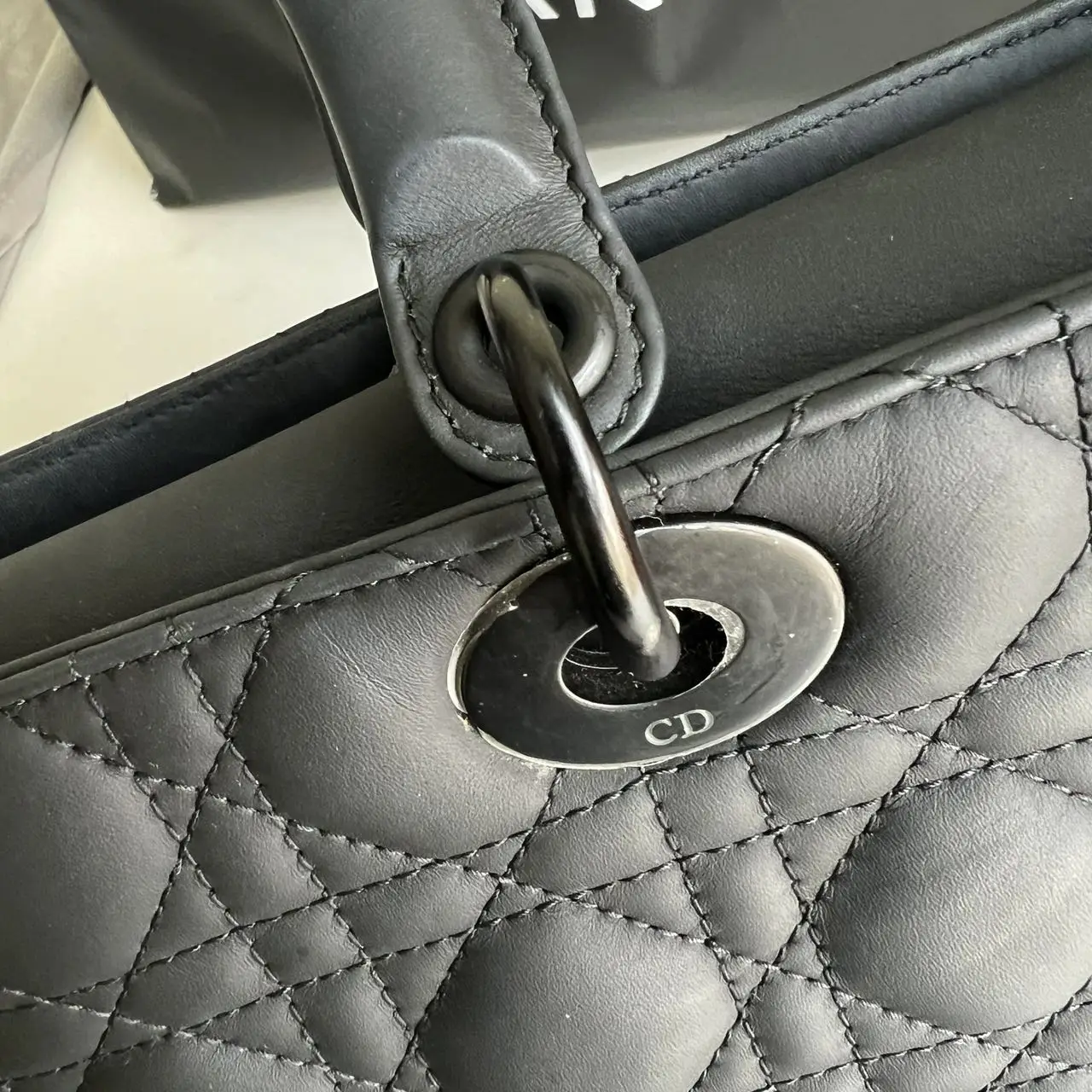 DIOR Large Lady Dior Bag in Black Grained Calfskin DIOR Large Lady Dior Bag in Black Grained Calfskin