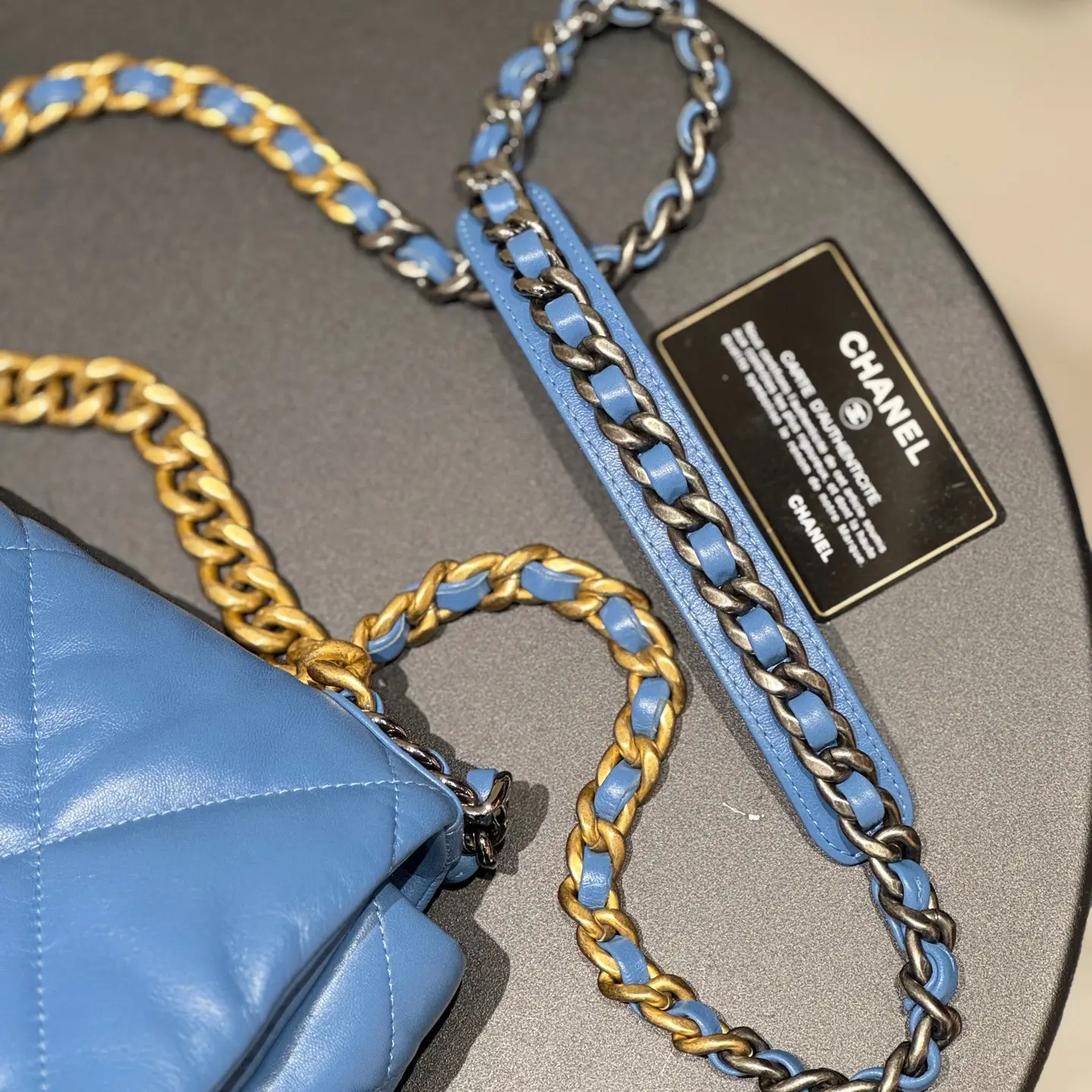 CHANEL Small 19 Flap Bag Blue Lambskin CHANEL Small 19 Flap Bag Blue Lambskin