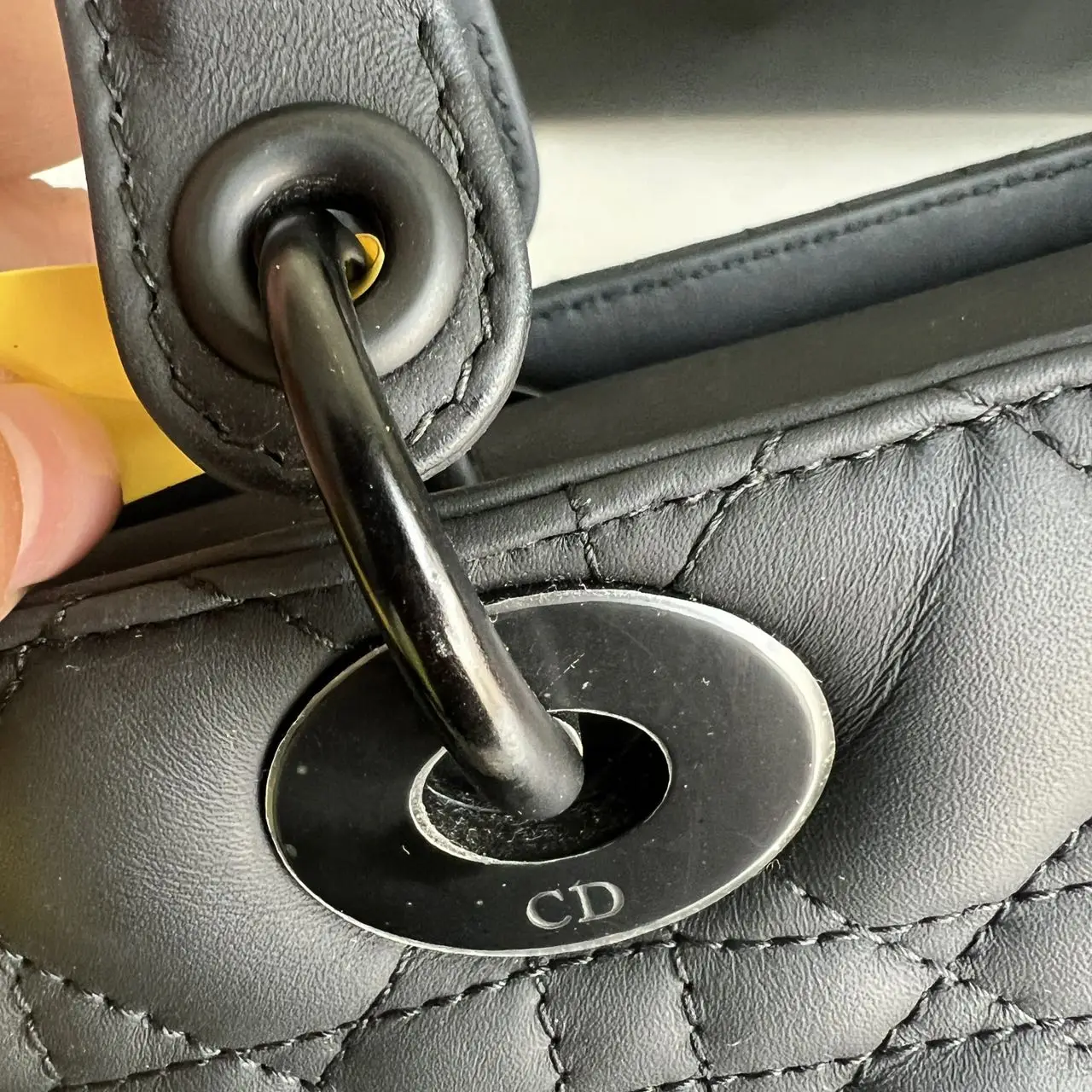 DIOR Large Lady Dior Bag in Black Grained Calfskin DIOR Large Lady Dior Bag in Black Grained Calfskin