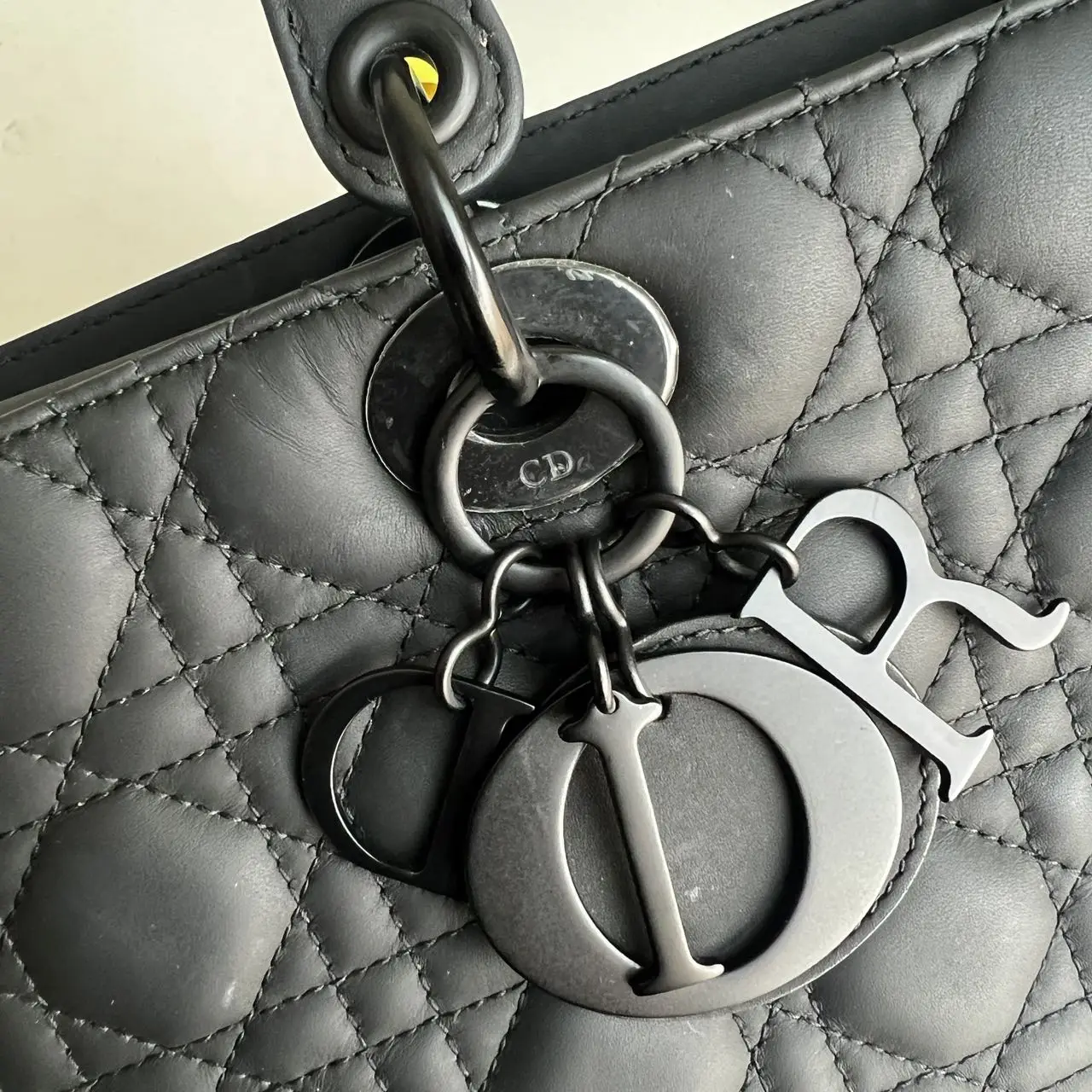 DIOR Large Lady Dior Bag in Black Grained Calfskin DIOR Large Lady Dior Bag in Black Grained Calfskin