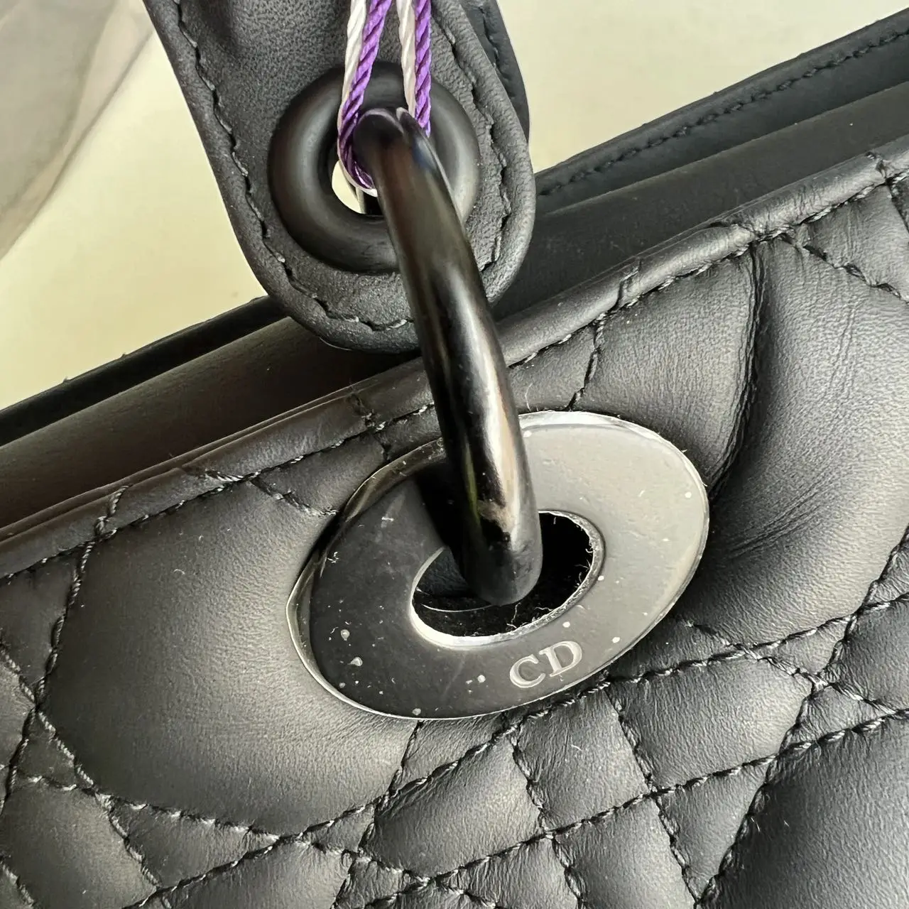 DIOR Large Lady Dior Bag in Black Grained Calfskin DIOR Large Lady Dior Bag in Black Grained Calfskin