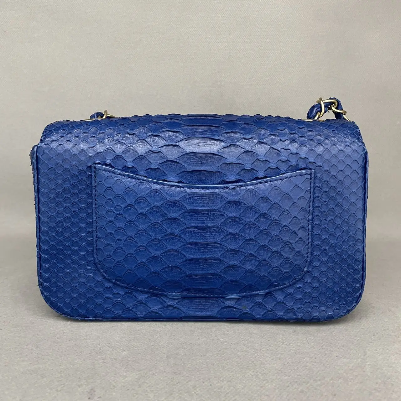 CHANEL Classic Flap Mini Python Blue Gold Hardware CHANEL Classic Flap Mini Python Blue Gold Hardware