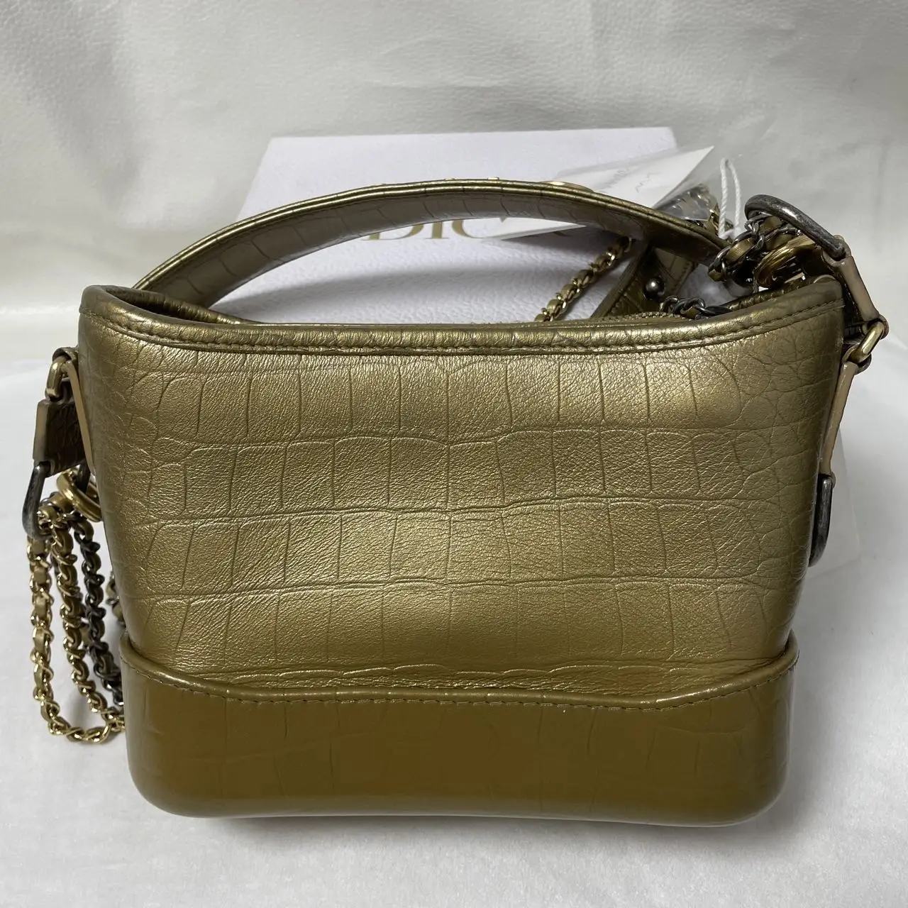 CHANEL Gabrielle Hobo Bag Gold Croc-Embossed Leather CHANEL Gabrielle Hobo Bag Gold Croc-Embossed Leather