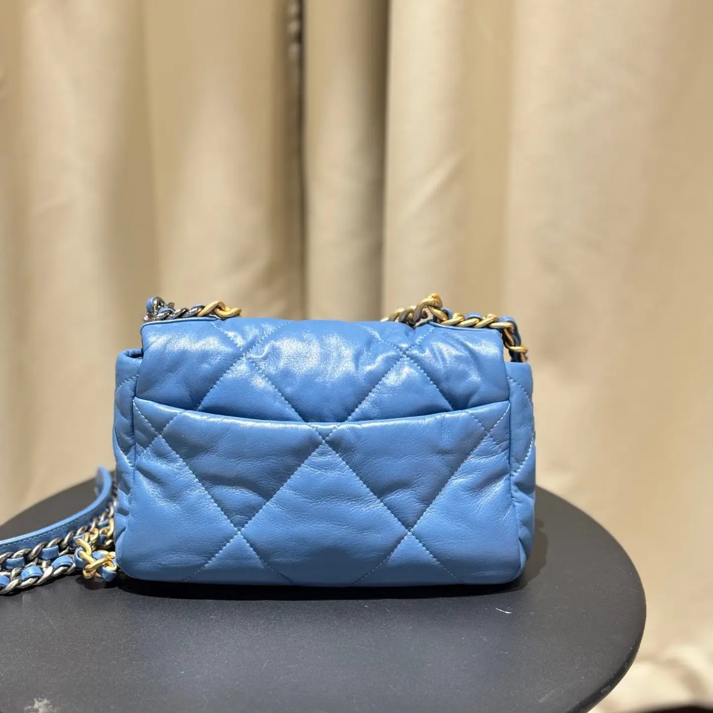 CHANEL Small 19 Flap Bag Blue Lambskin CHANEL Small 19 Flap Bag Blue Lambskin