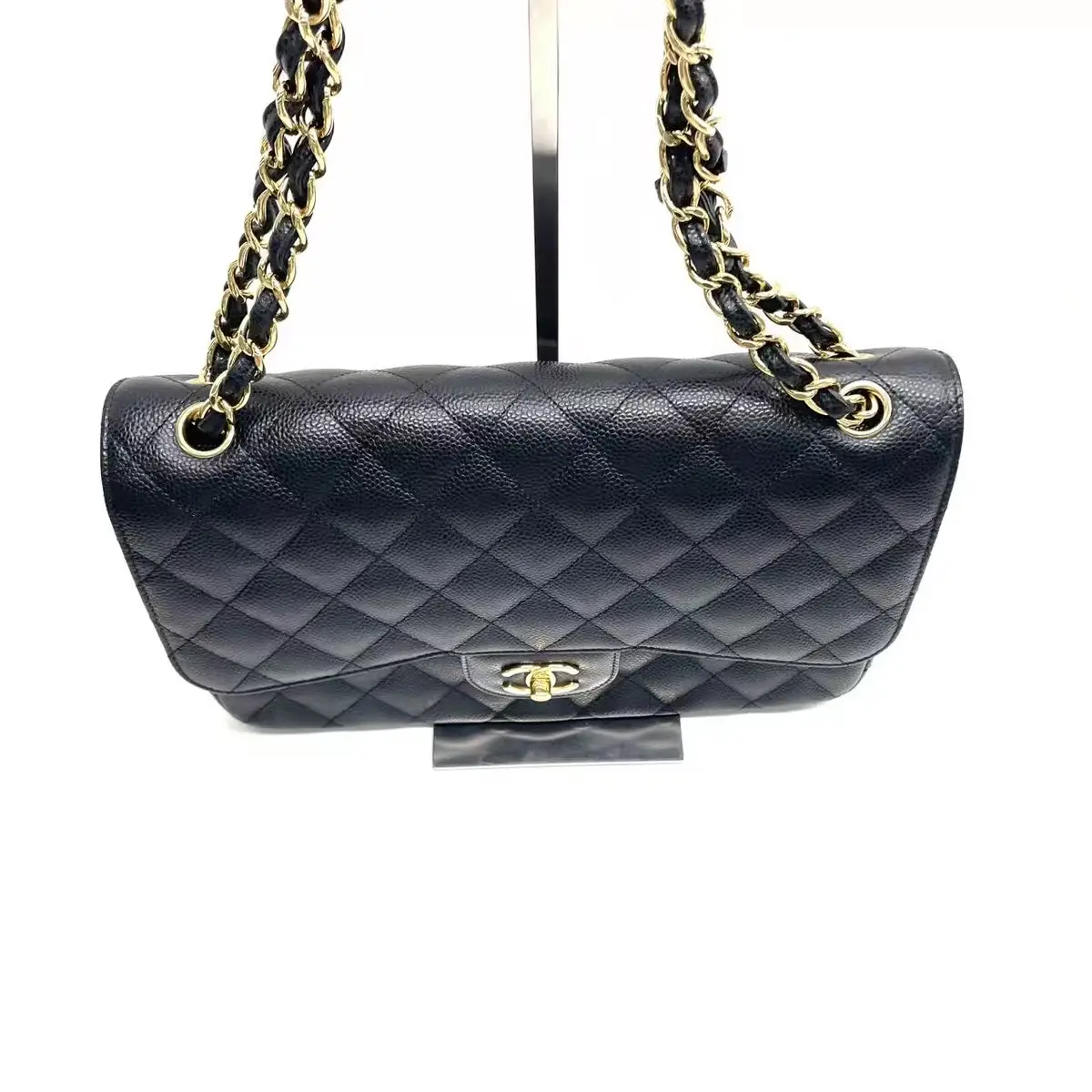 CHANEL Classic Flap Jumbo Handbag in Black Caviar Leather CHANEL Classic Flap Jumbo Handbag in Black Caviar Leather