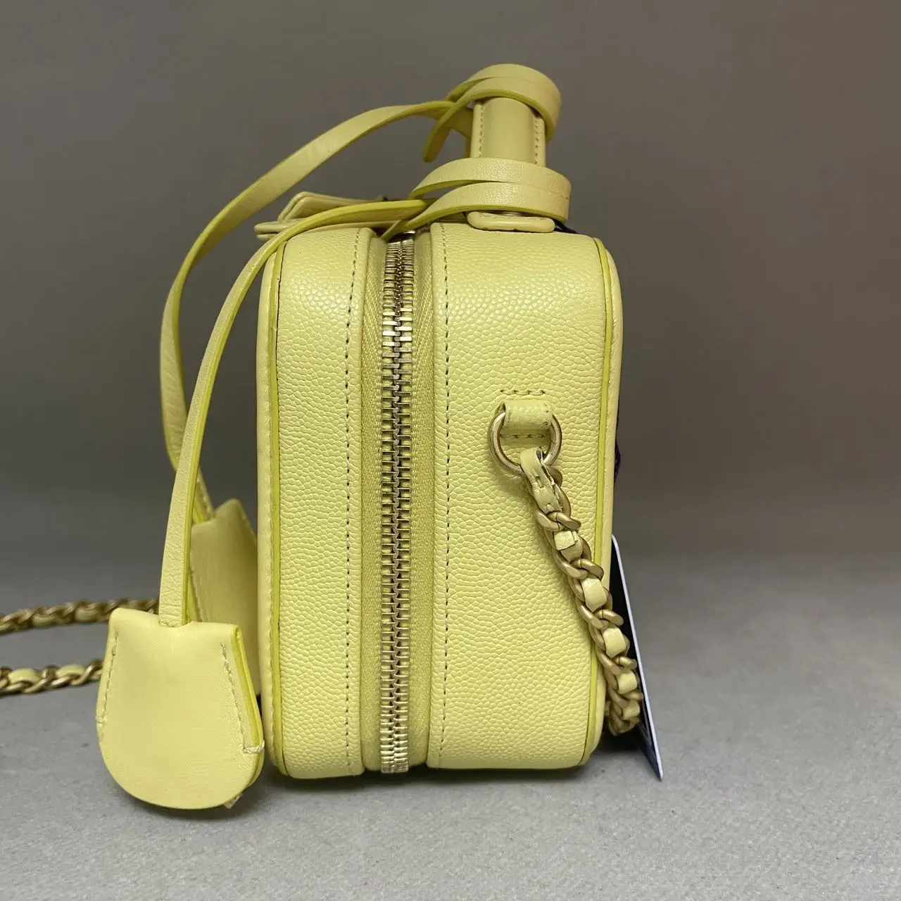 CHANEL Small CC Filigree Vanity Bag Yellow Caviar Leather CHANEL Small CC Filigree Vanity Bag Yellow Caviar Leather
