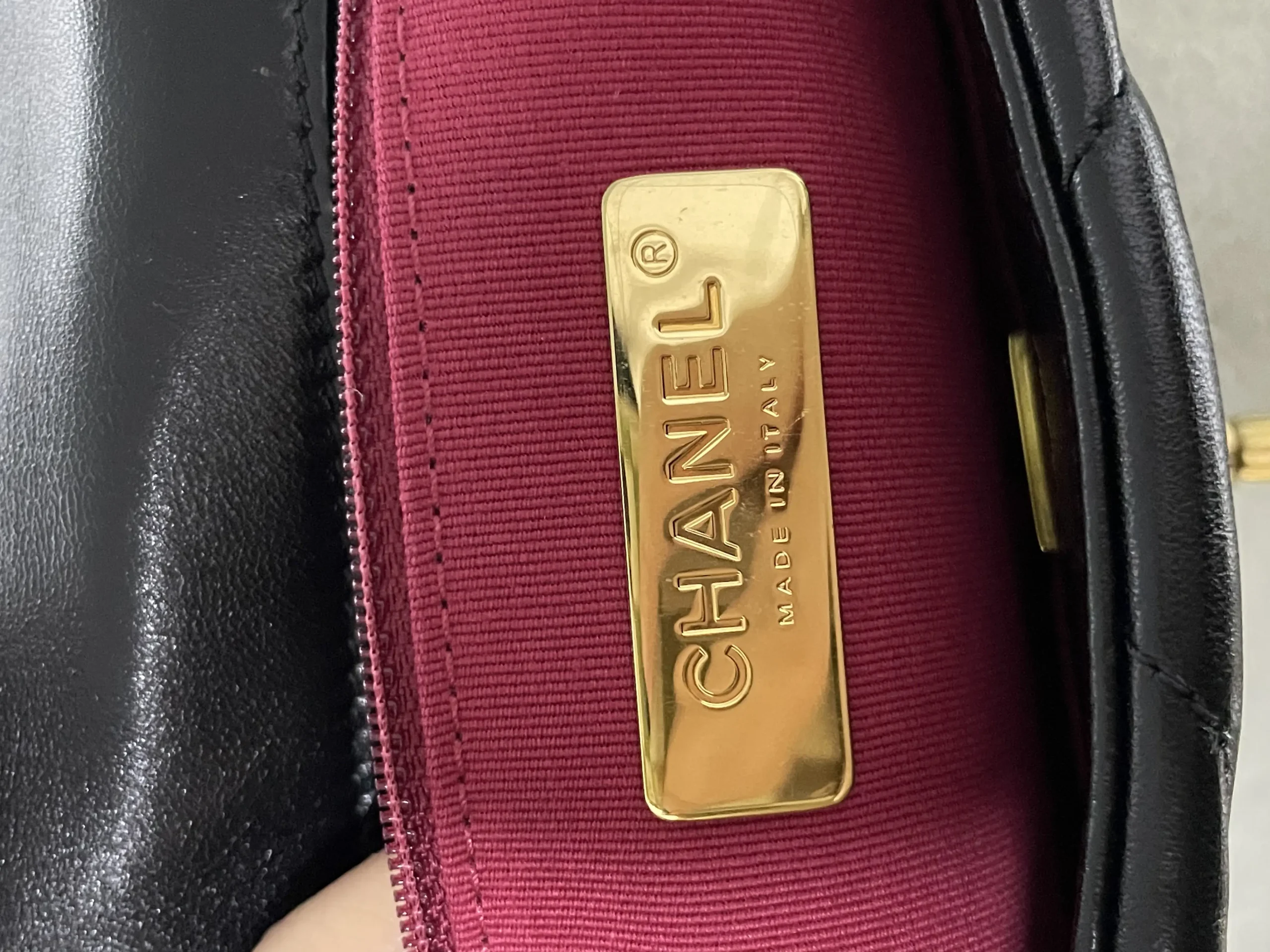 CHANEL Small 19 Black Shiny Lambskin Handbag CHANEL Small 19 Black Shiny Lambskin Handbag