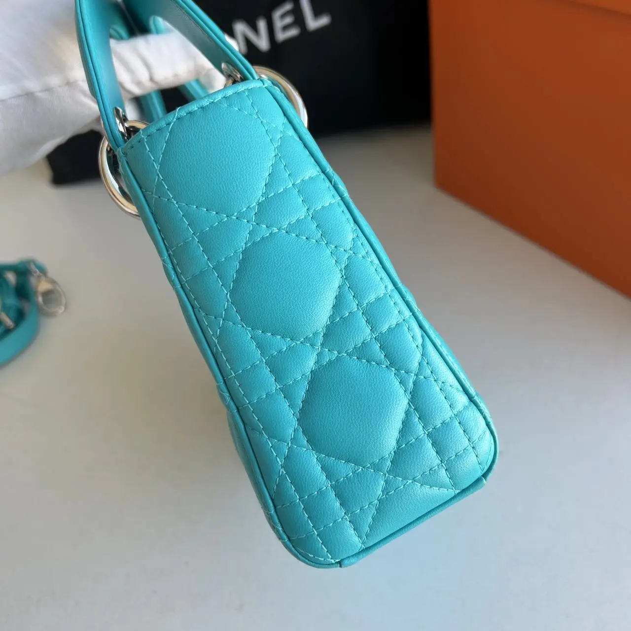 DIOR Mini Lady Dior Bag Blue Lambskin DIOR Mini Lady Dior Bag Blue Lambskin