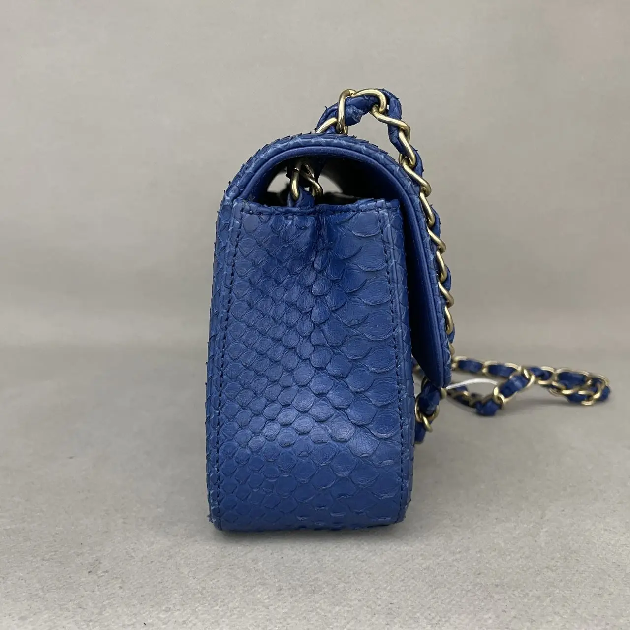 CHANEL Classic Flap Mini Python Blue Gold Hardware CHANEL Classic Flap Mini Python Blue Gold Hardware