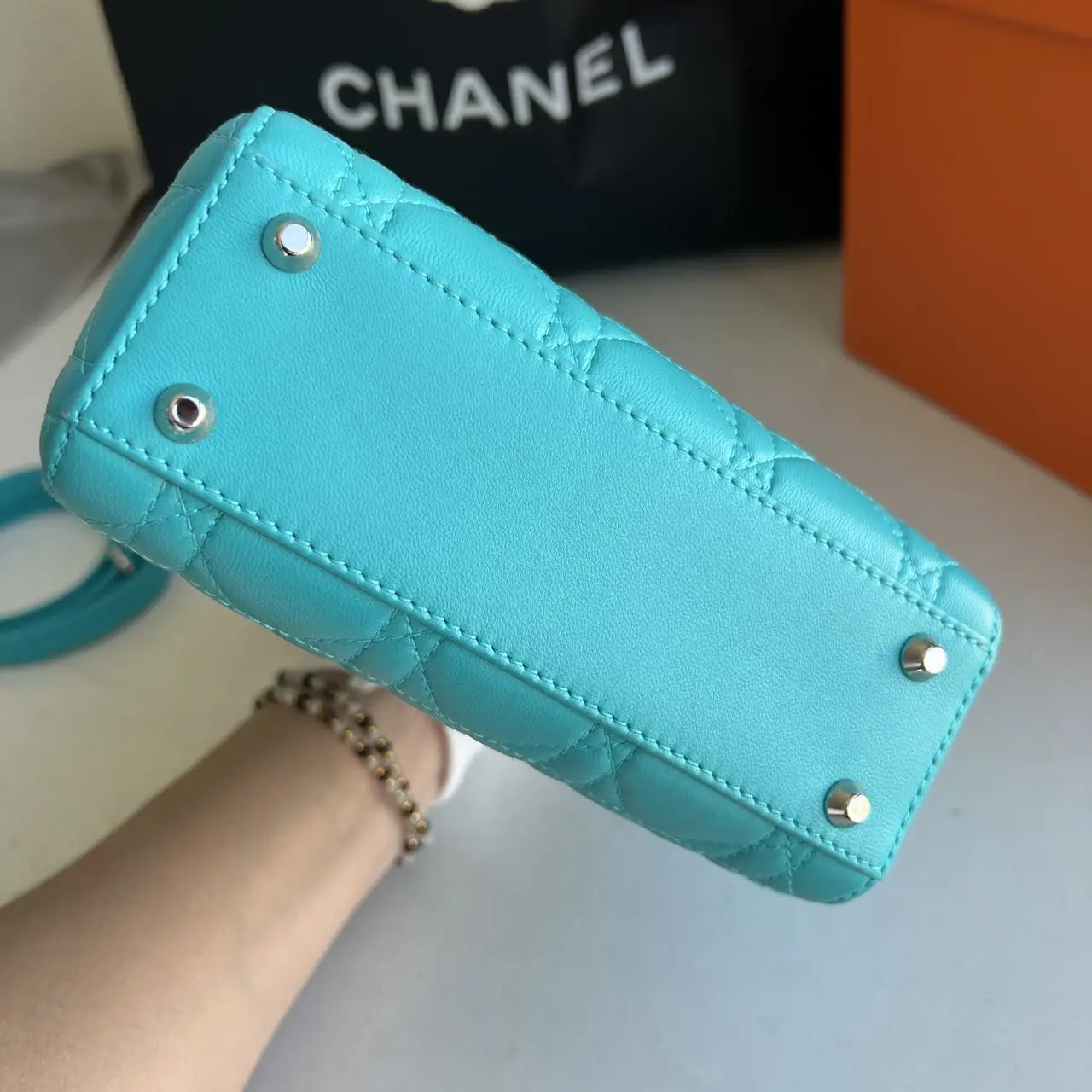 DIOR Mini Lady Dior Bag Blue Lambskin DIOR Mini Lady Dior Bag Blue Lambskin