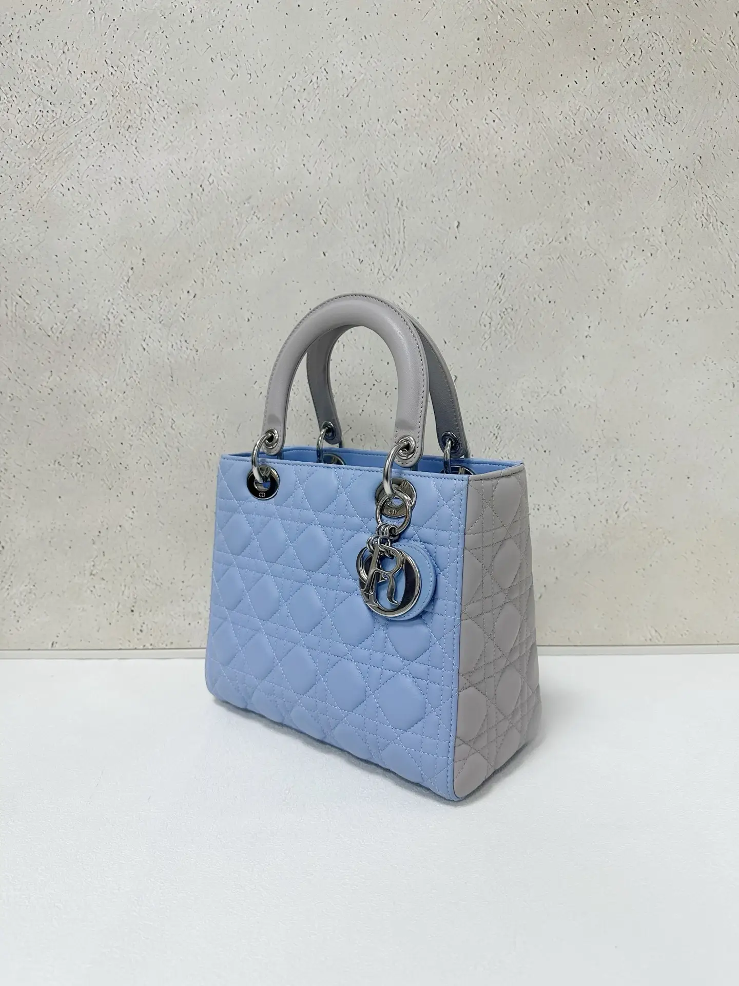 DIOR Small Lady Dior Bag in Blue/Grey Leather DIOR Small Lady Dior Bag in Blue/Grey Leather