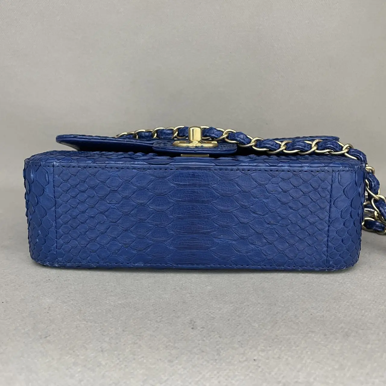 CHANEL Classic Flap Mini Python Blue Gold Hardware CHANEL Classic Flap Mini Python Blue Gold Hardware