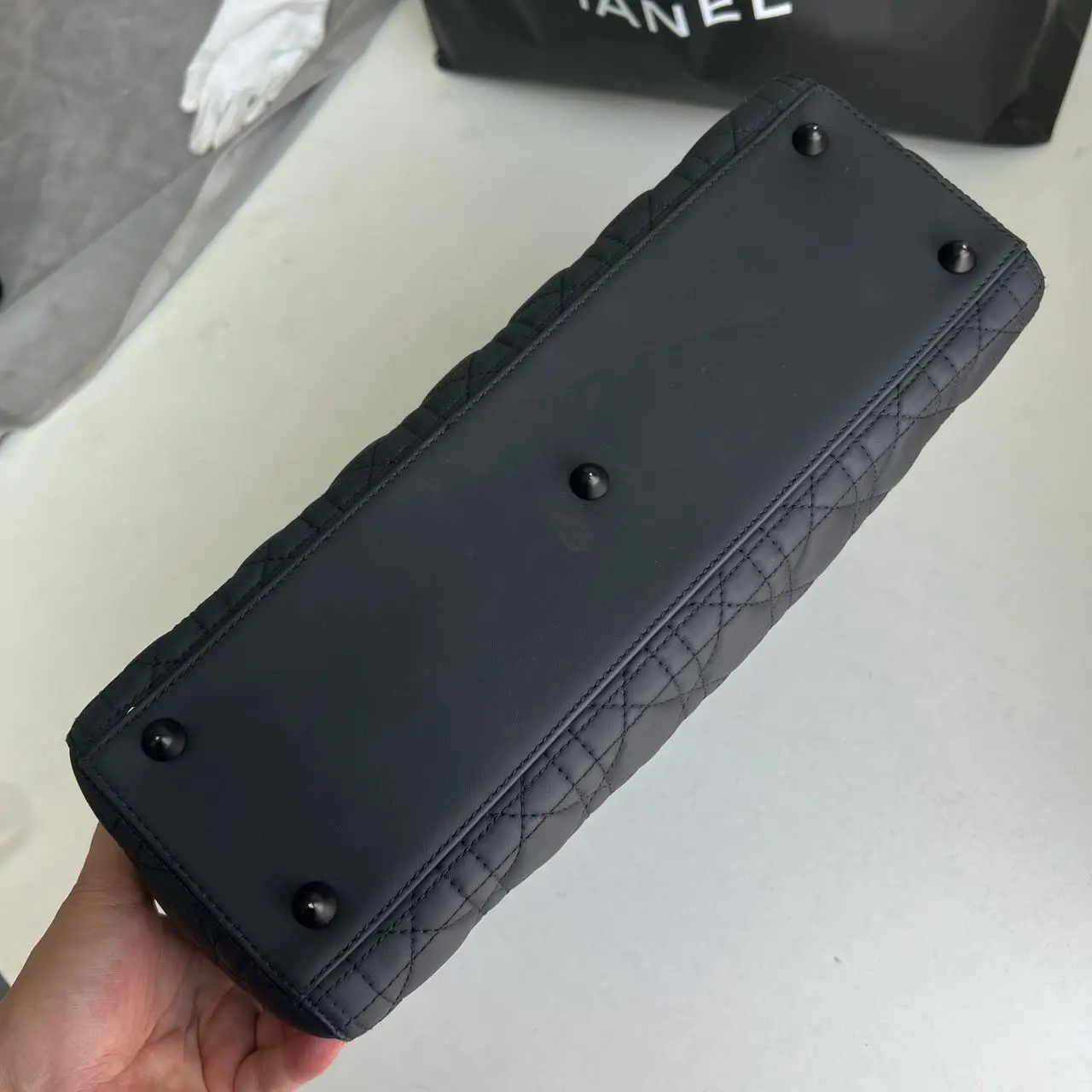 DIOR Large Lady Dior Bag in Black Grained Calfskin DIOR Large Lady Dior Bag in Black Grained Calfskin