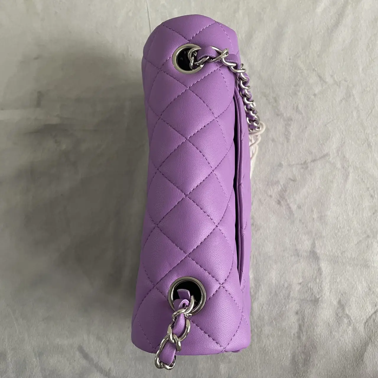 CHANEL Mini Classic Flap Bag in Purple Lambskin with Silver-Tone Hardware CHANEL Mini Classic Flap Bag in Purple Lambskin with Silver-Tone Hardware