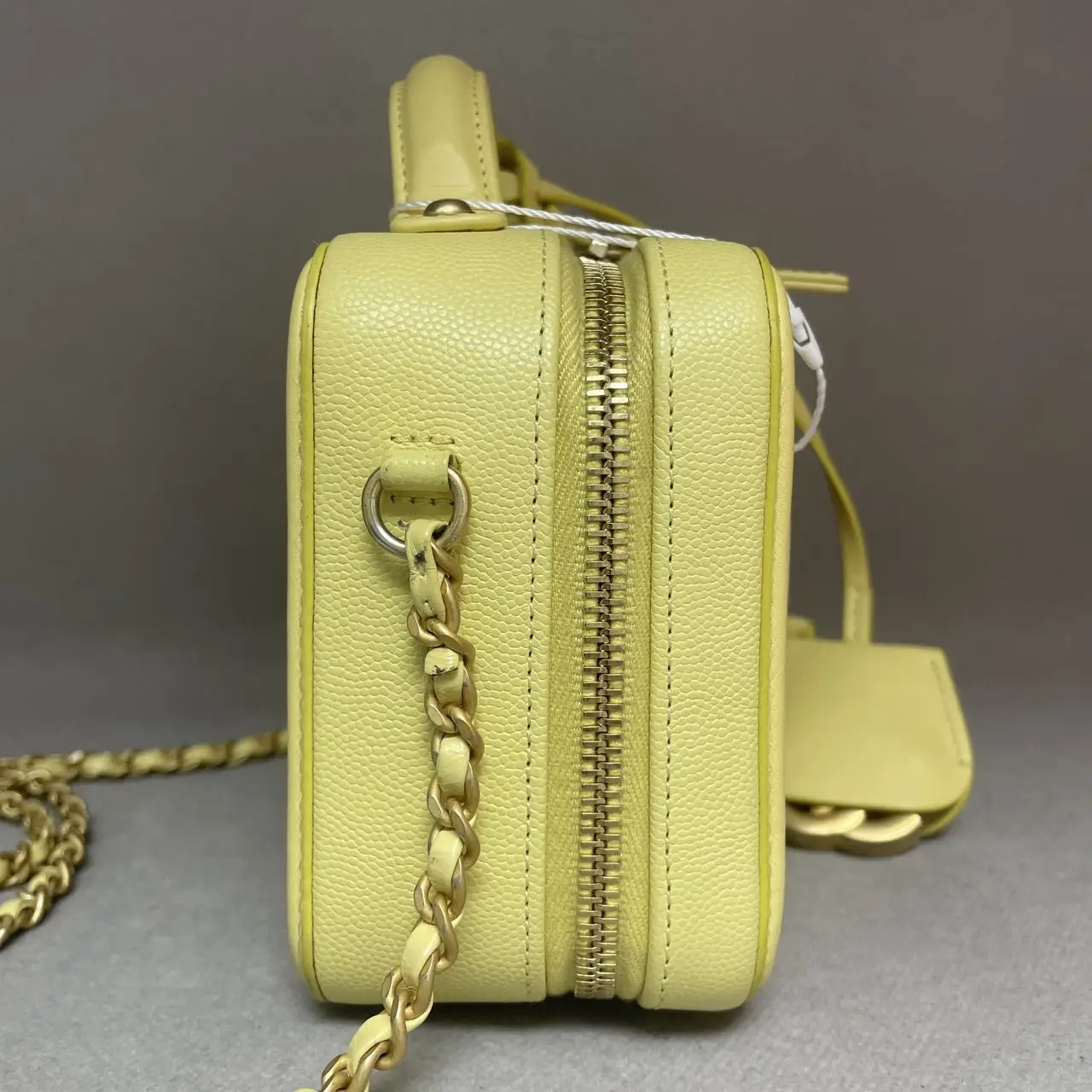 CHANEL Small CC Filigree Vanity Bag Yellow Caviar Leather CHANEL Small CC Filigree Vanity Bag Yellow Caviar Leather