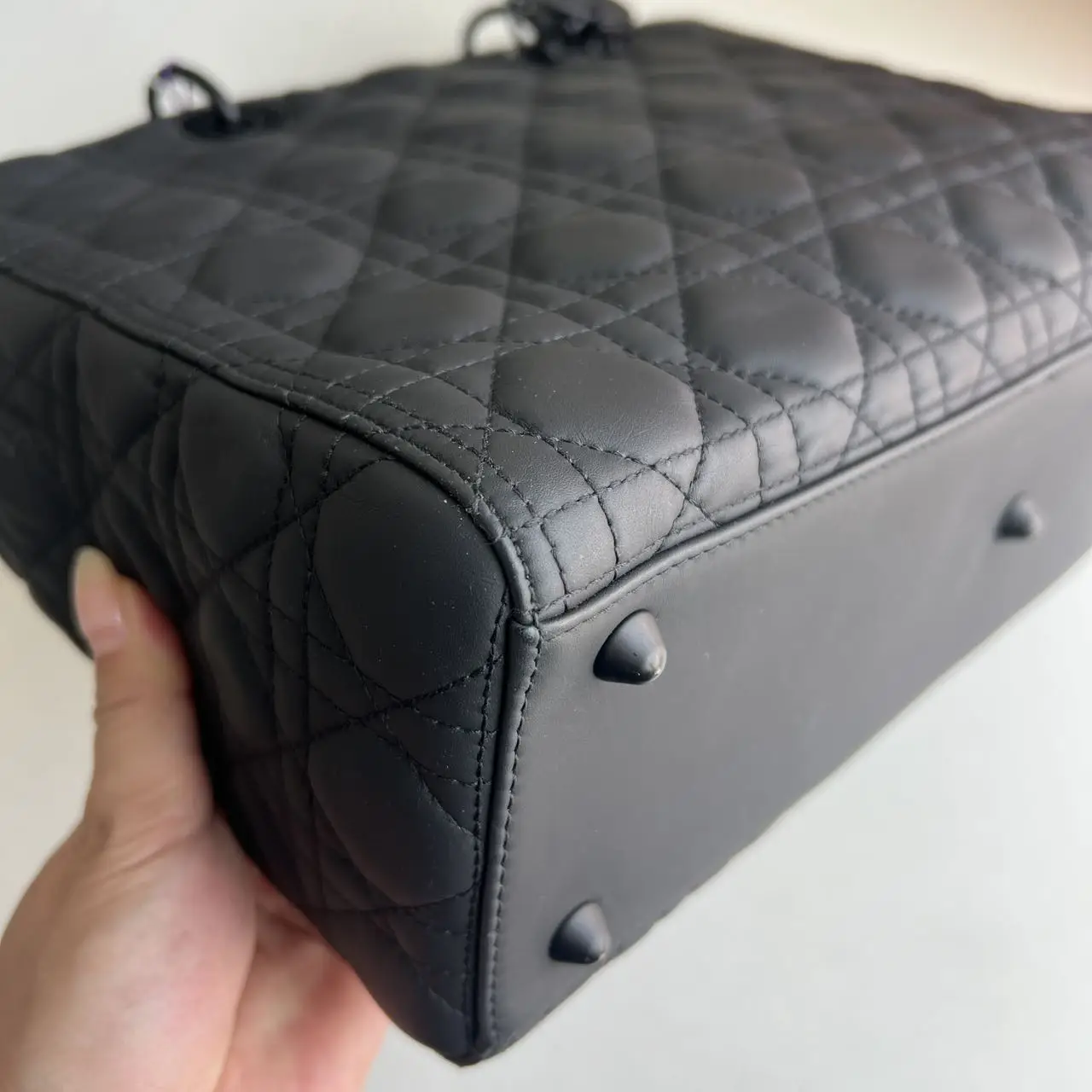 DIOR Large Lady Dior Bag in Black Grained Calfskin DIOR Large Lady Dior Bag in Black Grained Calfskin