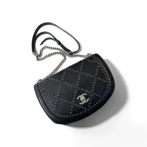CHANEL Calfskin Coco Eyelets Small Flap Bag Black