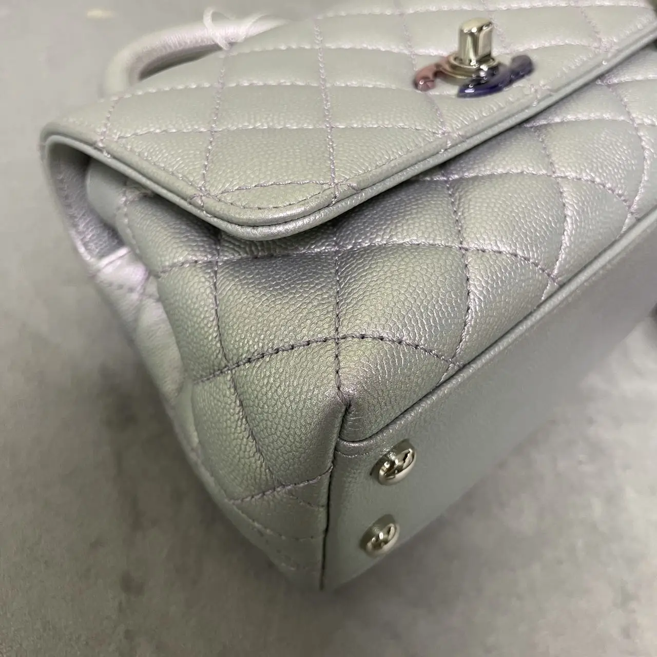 CHANEL Coco Handle Bag Iridescent Pearl Quilted Calfskin CHANEL Coco Handle Bag Iridescent Pearl Quilted Calfskin