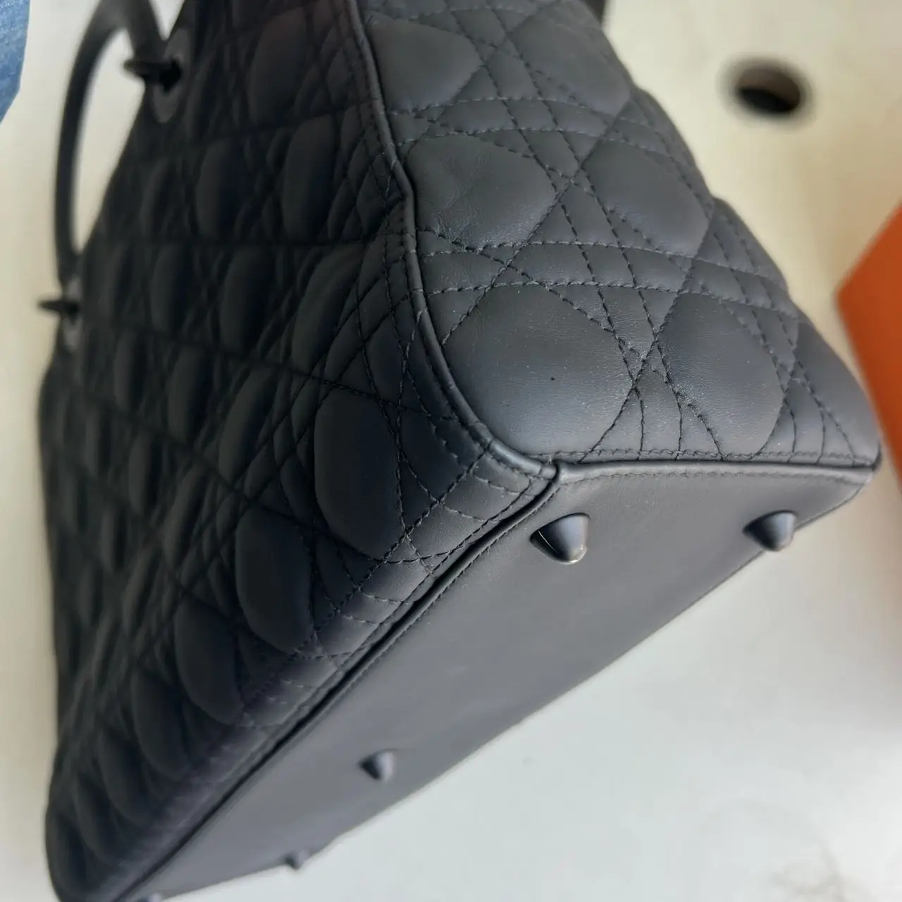 DIOR Large Lady Dior Bag in Black Grained Calfskin DIOR Large Lady Dior Bag in Black Grained Calfskin