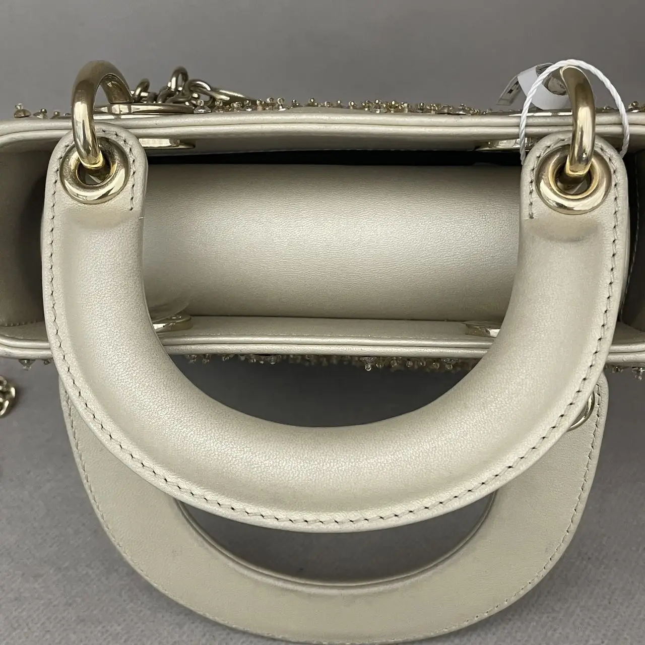 DIOR Lady Dior Mini Gold Calfskin Leather with Grystals Gold Hardware DIOR Lady Dior Mini Gold Calfskin Leather with Grystals Gold Hardware