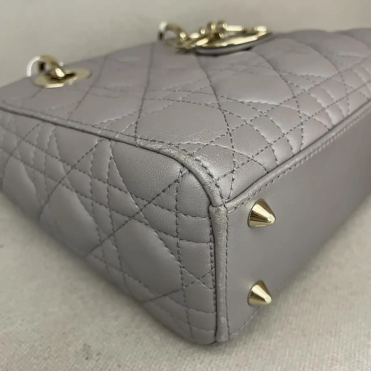 DIOR Small Lady Dior Grey Bag in Grey Lambskin DIOR Small Lady Dior Grey Bag in Grey Lambskin
