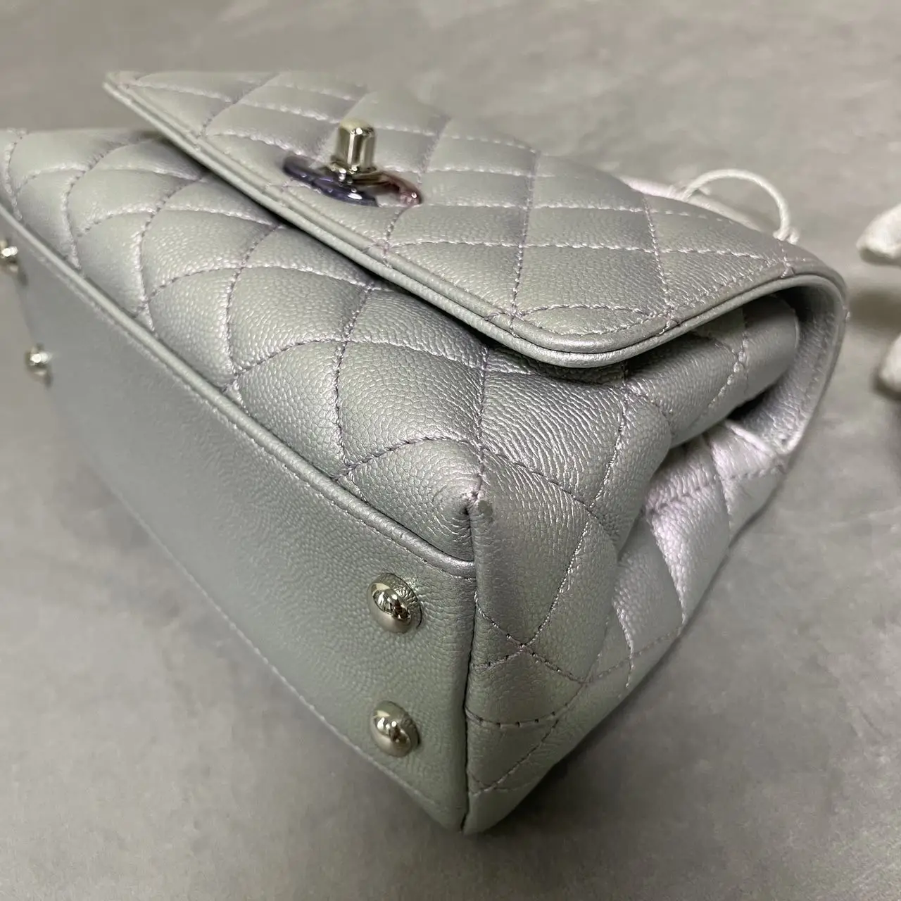 CHANEL Coco Handle Bag Iridescent Pearl Quilted Calfskin CHANEL Coco Handle Bag Iridescent Pearl Quilted Calfskin