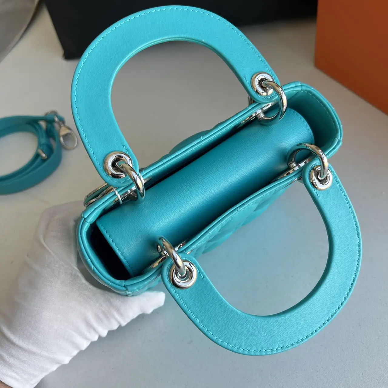 DIOR Mini Lady Dior Bag Blue Lambskin DIOR Mini Lady Dior Bag Blue Lambskin