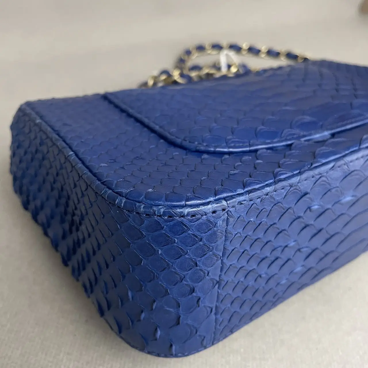 CHANEL Classic Flap Mini Python Blue Gold Hardware CHANEL Classic Flap Mini Python Blue Gold Hardware