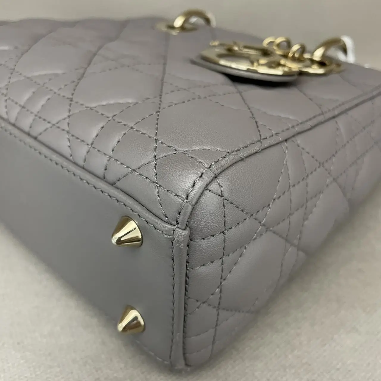 DIOR Small Lady Dior Grey Bag in Grey Lambskin DIOR Small Lady Dior Grey Bag in Grey Lambskin