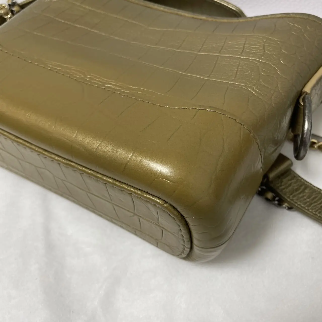 CHANEL Gabrielle Hobo Bag Gold Croc-Embossed Leather CHANEL Gabrielle Hobo Bag Gold Croc-Embossed Leather