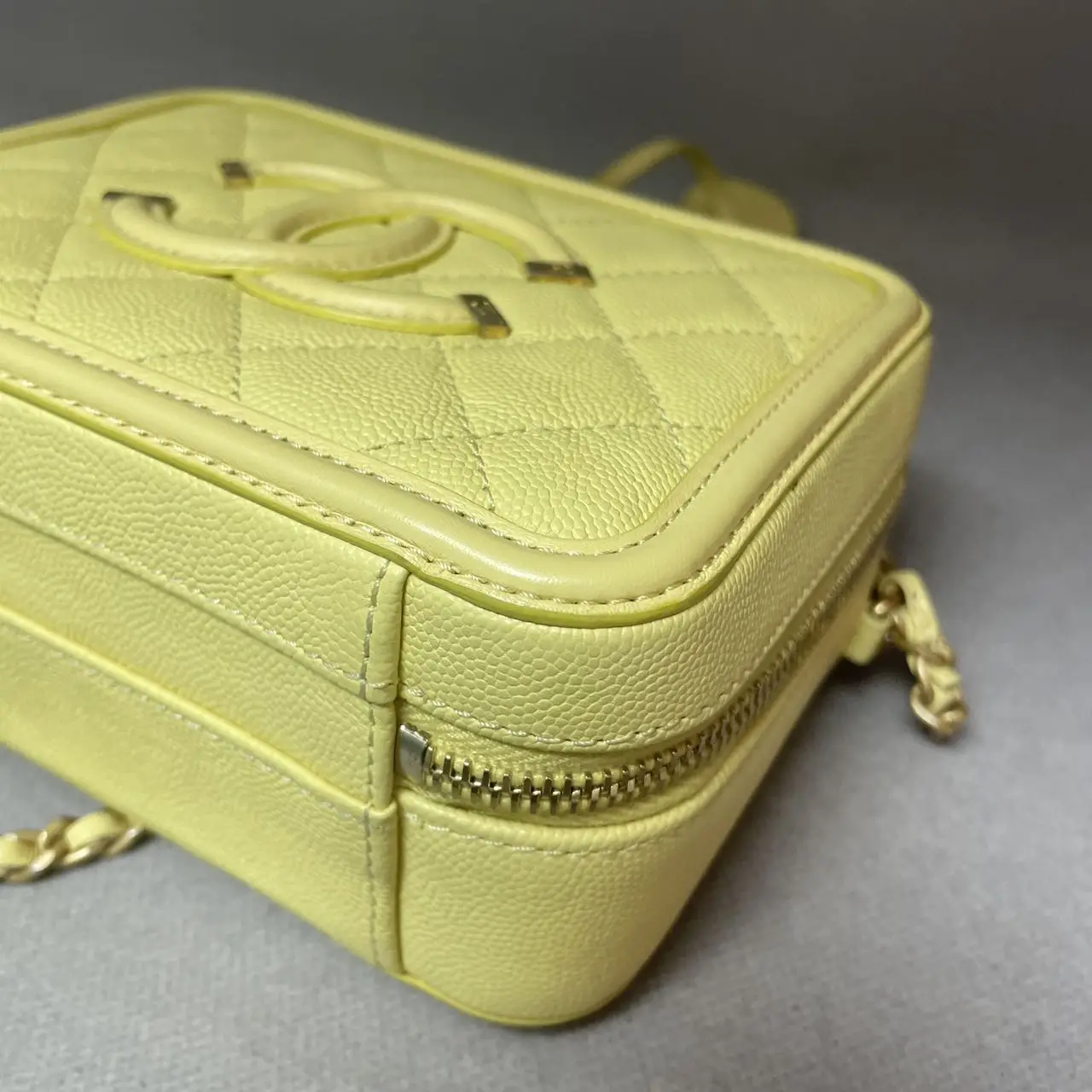 CHANEL Small CC Filigree Vanity Bag Yellow Caviar Leather CHANEL Small CC Filigree Vanity Bag Yellow Caviar Leather