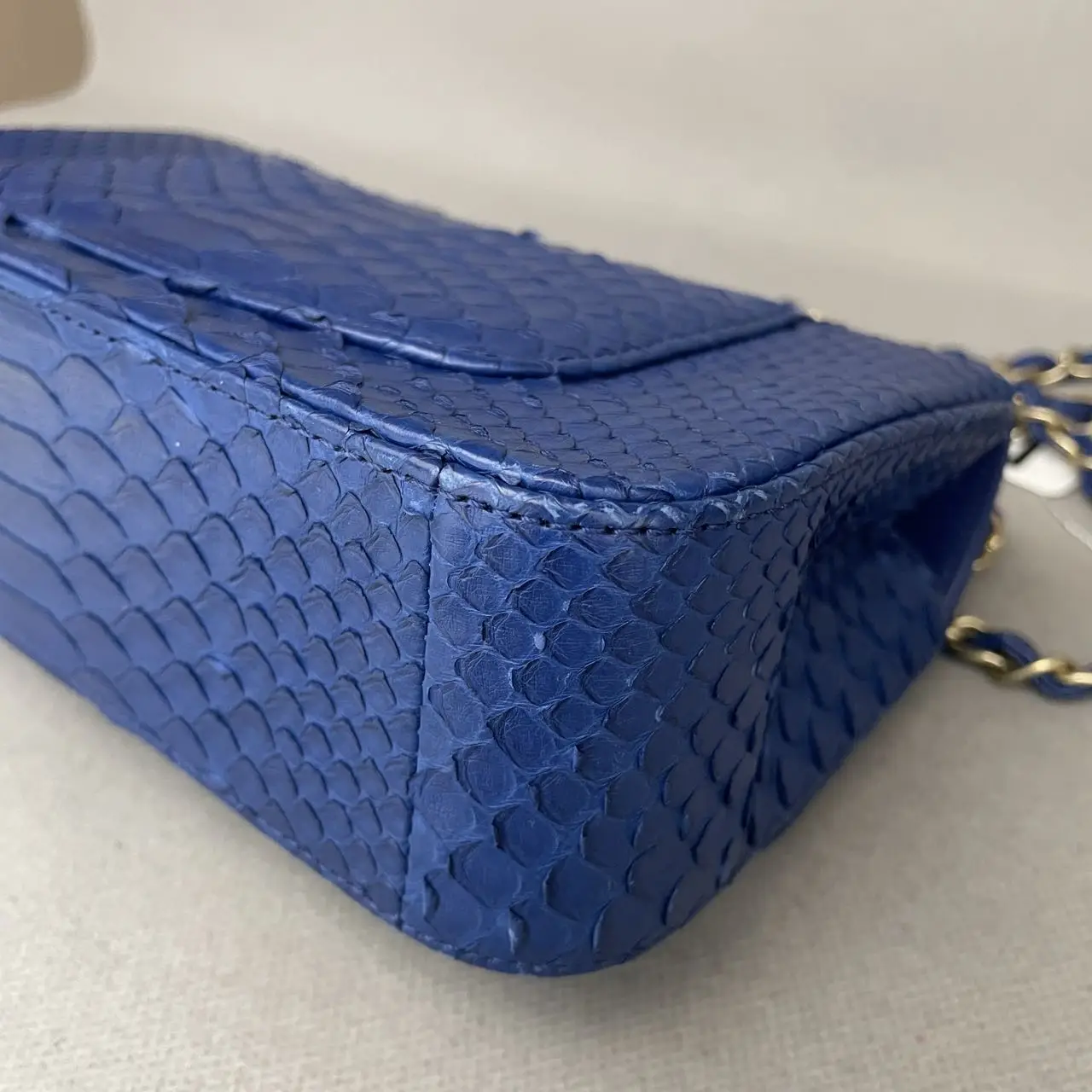 CHANEL Classic Flap Mini Python Blue Gold Hardware CHANEL Classic Flap Mini Python Blue Gold Hardware