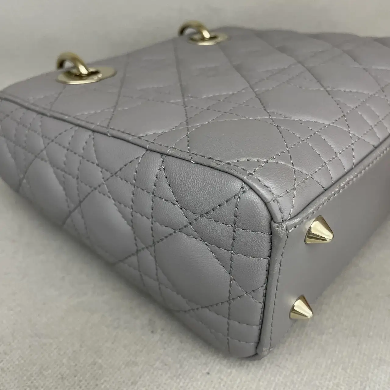 DIOR Small Lady Dior Grey Bag in Grey Lambskin DIOR Small Lady Dior Grey Bag in Grey Lambskin