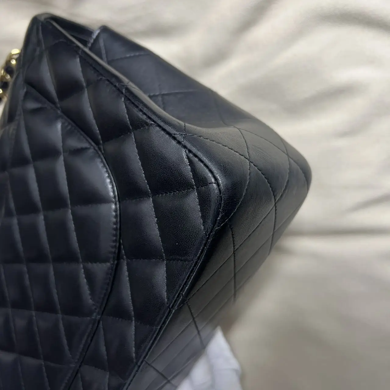 CHANEL Classic Flap Jumbo Handbag Black Lambskin Gold Hardware CHANEL Classic Flap Jumbo Handbag Black Lambskin Gold Hardware