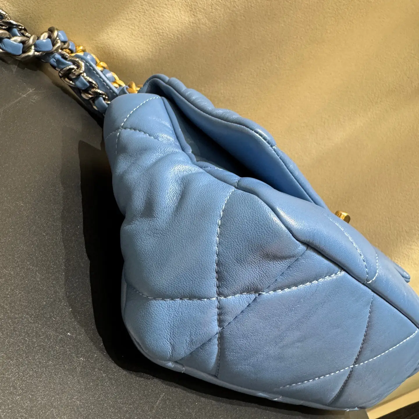 CHANEL Small 19 Flap Bag Blue Lambskin CHANEL Small 19 Flap Bag Blue Lambskin