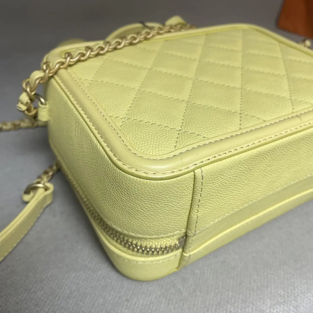 CHANEL Small CC Filigree Vanity Bag Yellow Caviar Leather CHANEL Small CC Filigree Vanity Bag Yellow Caviar Leather