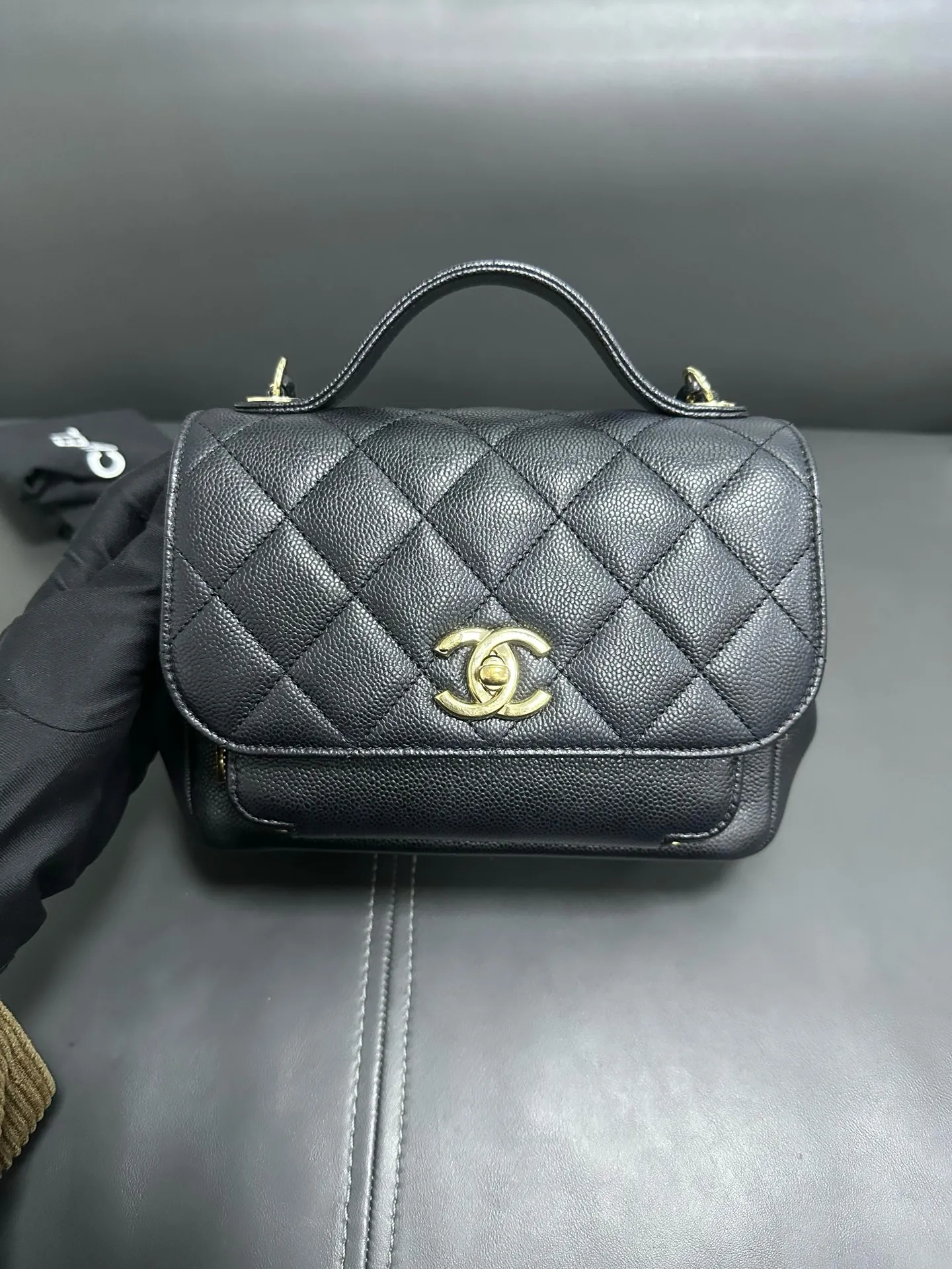 CHANEL Black Matelasse Business Affinity Shoulder Handbag BGH CHANEL Black Matelasse Business Affinity Shoulder Handbag BGH