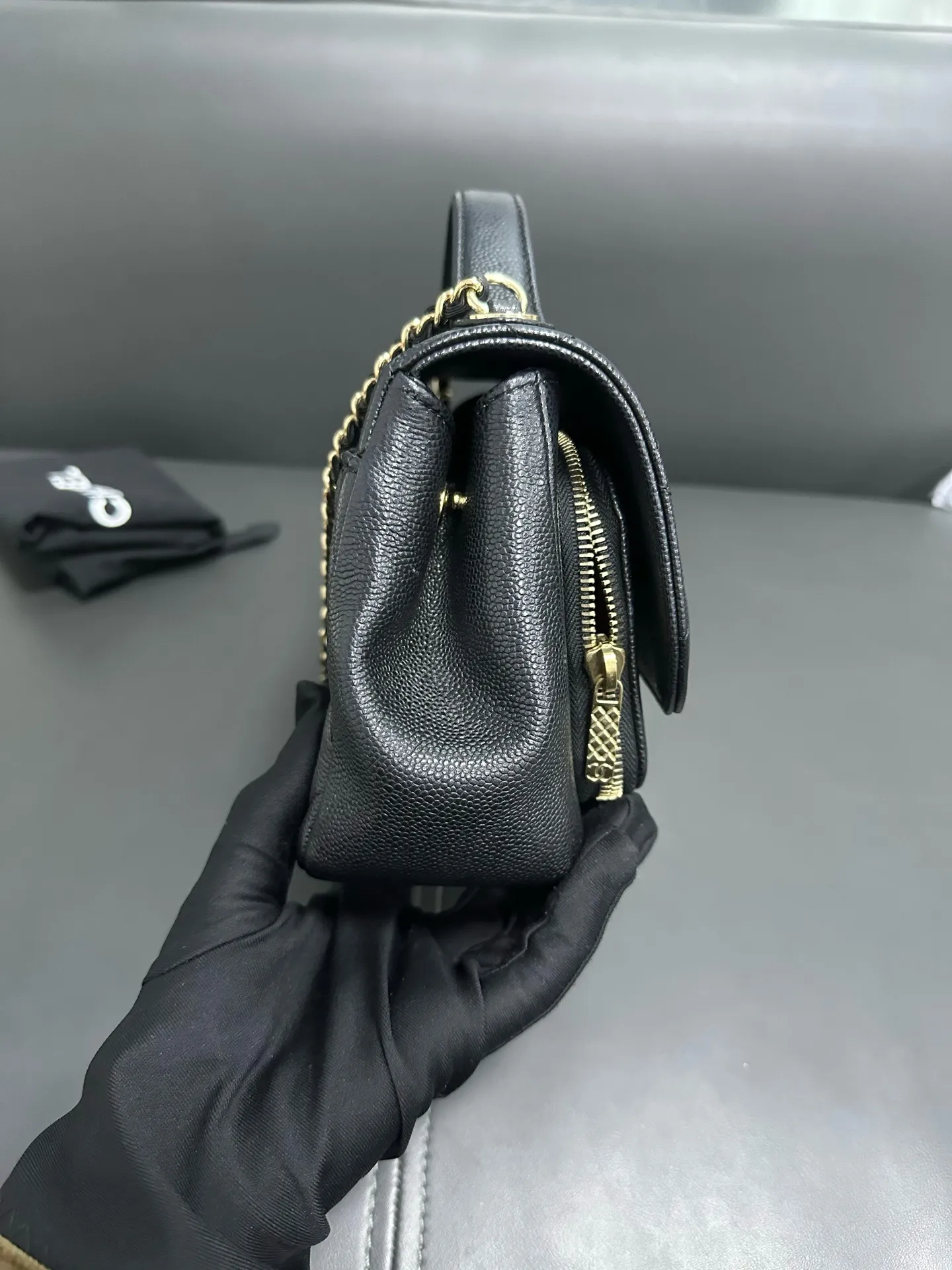 CHANEL Black Matelasse Business Affinity Shoulder Handbag BGH CHANEL Black Matelasse Business Affinity Shoulder Handbag BGH