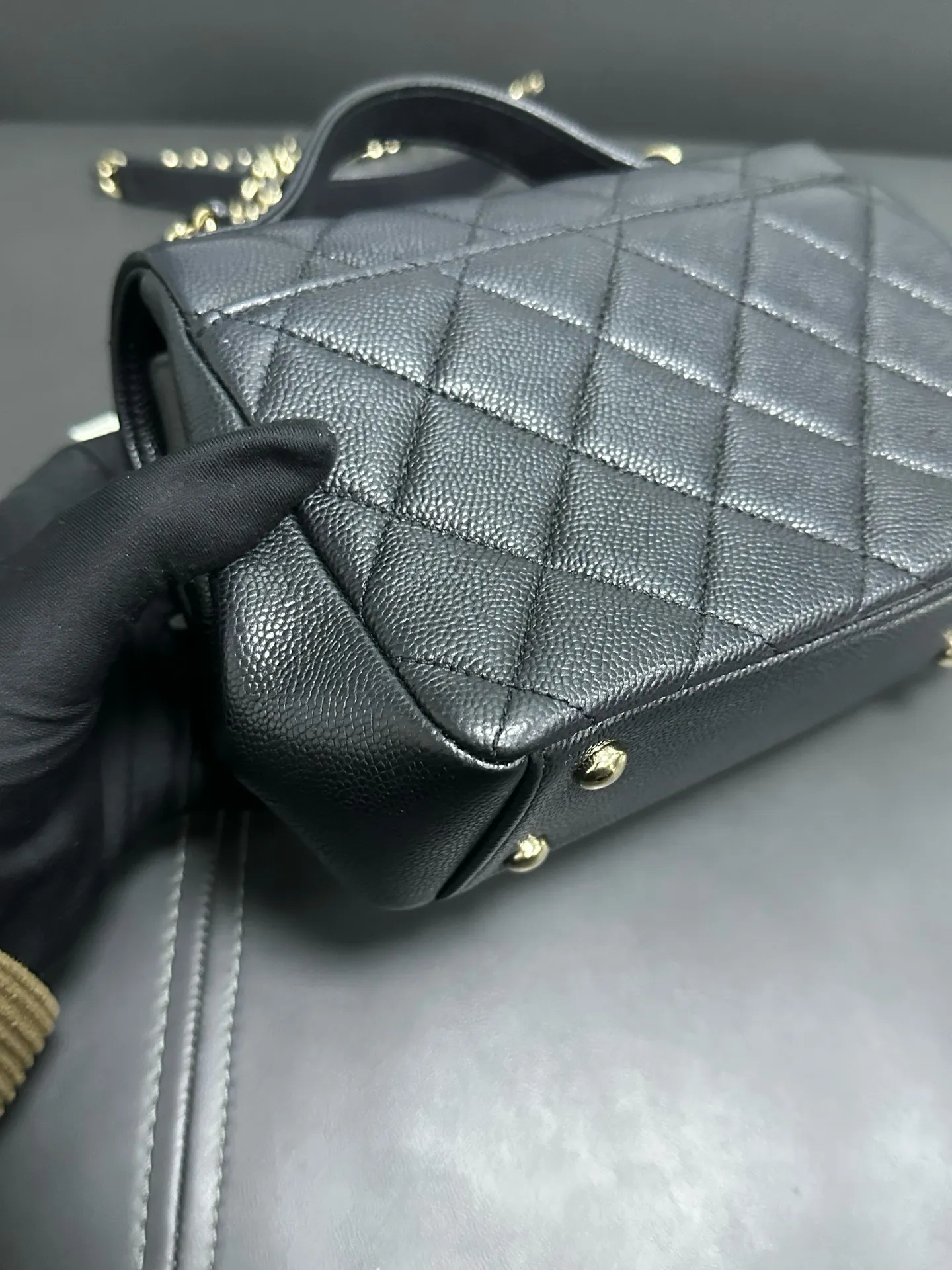 CHANEL Black Matelasse Business Affinity Shoulder Handbag BGH CHANEL Black Matelasse Business Affinity Shoulder Handbag BGH