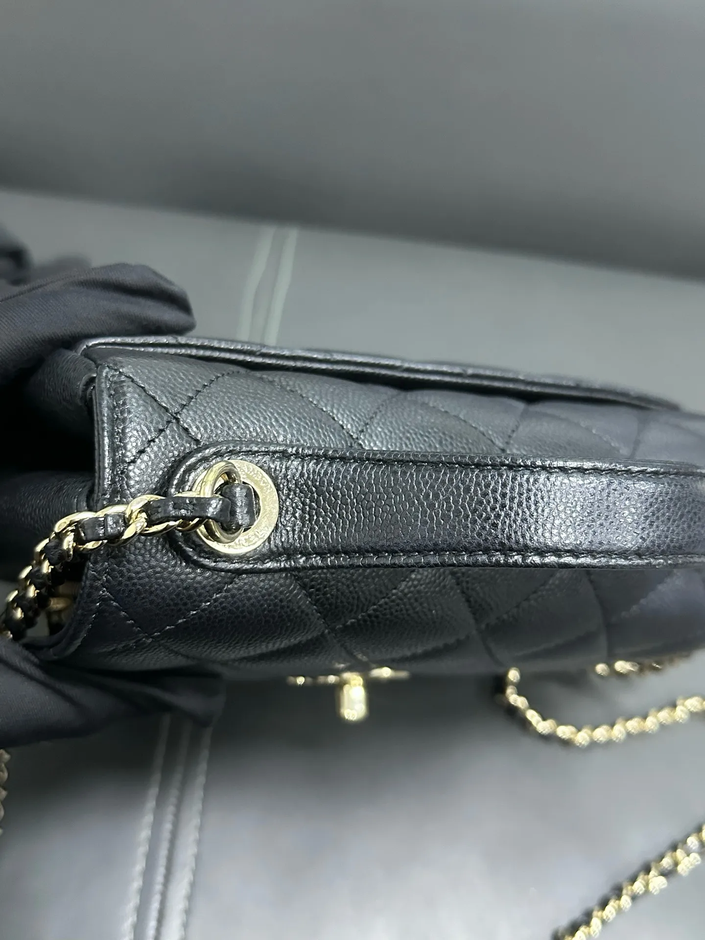 CHANEL Black Matelasse Business Affinity Shoulder Handbag BGH CHANEL Black Matelasse Business Affinity Shoulder Handbag BGH
