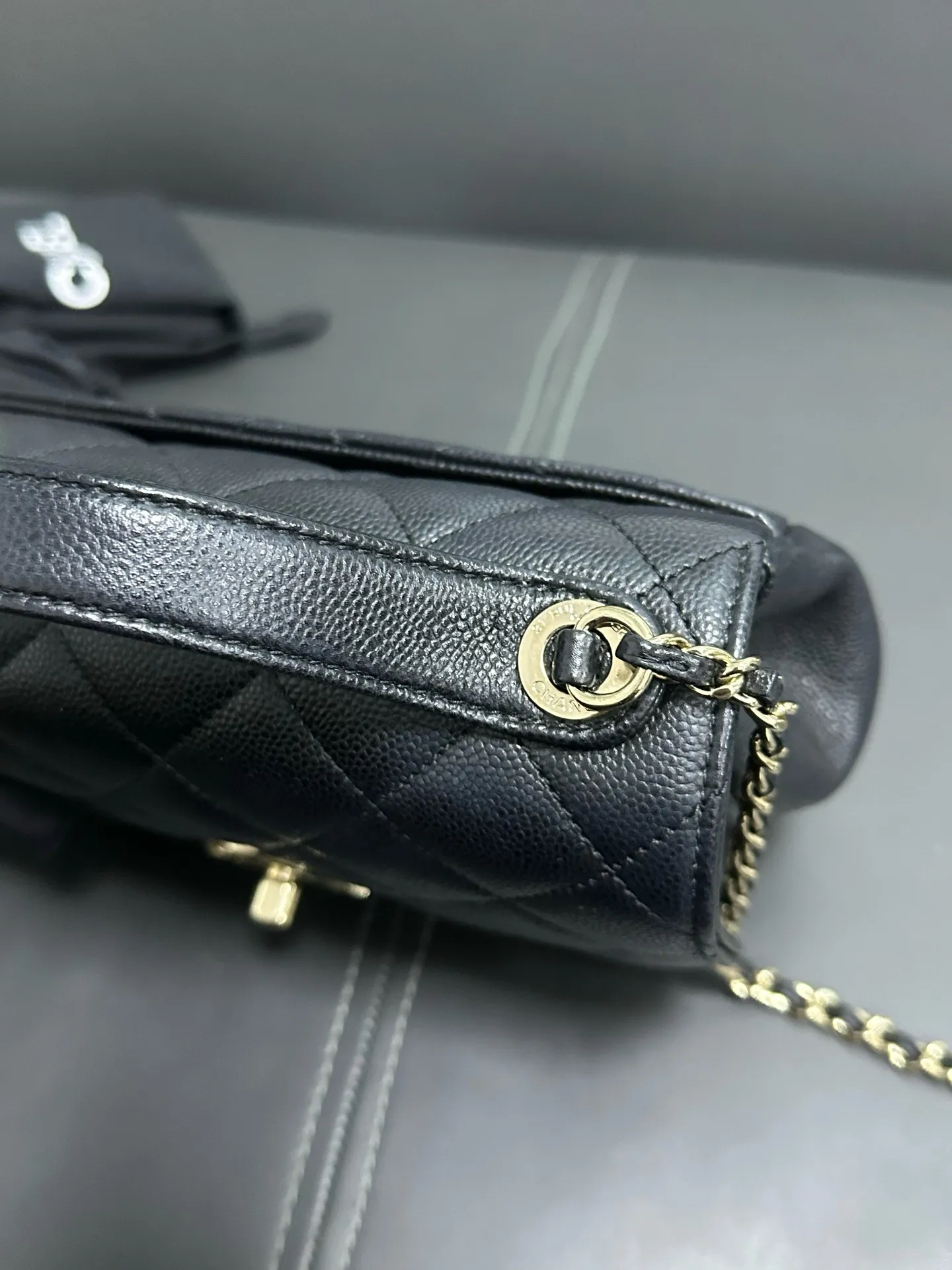 CHANEL Black Matelasse Business Affinity Shoulder Handbag BGH CHANEL Black Matelasse Business Affinity Shoulder Handbag BGH