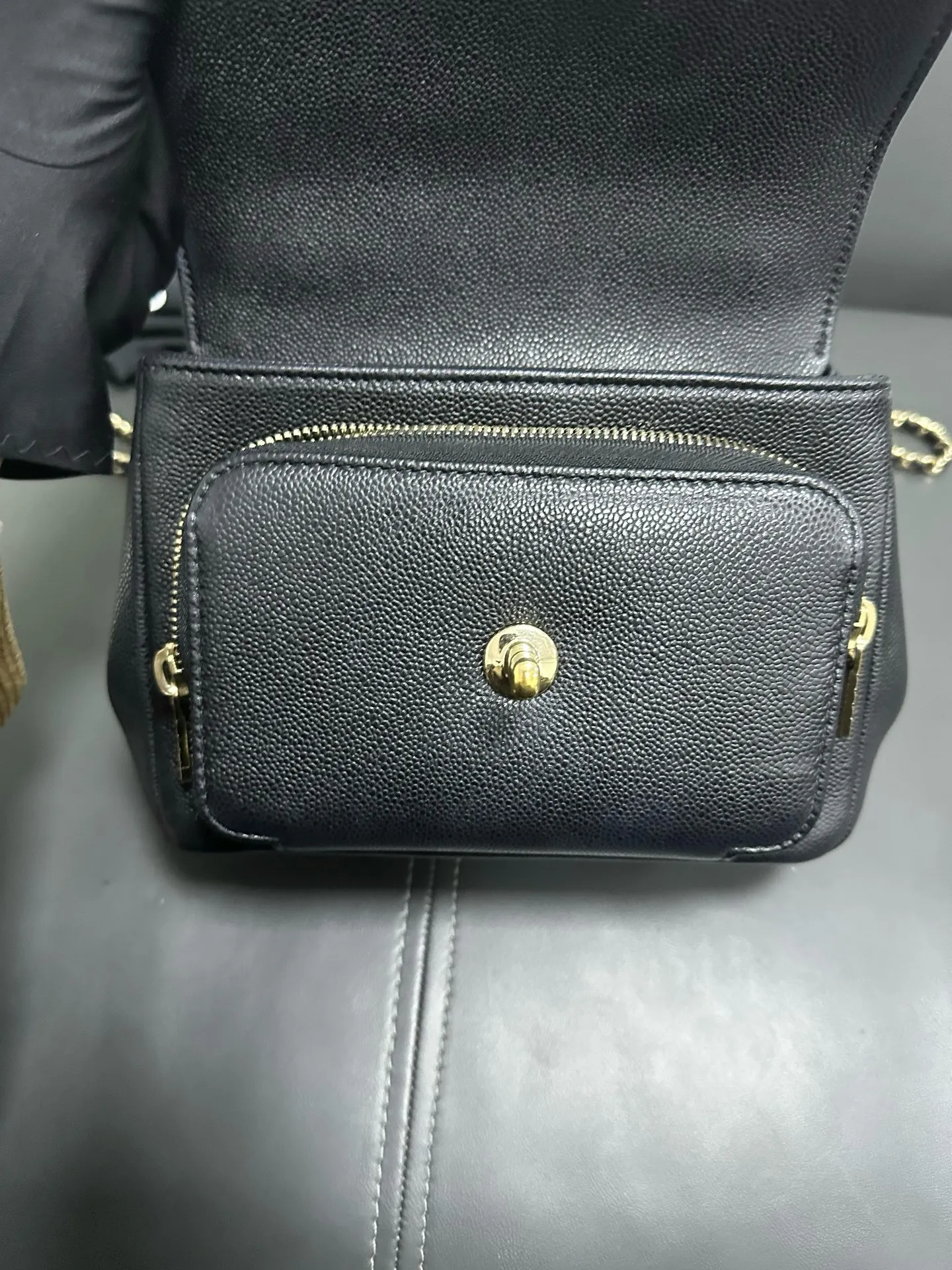 CHANEL Black Matelasse Business Affinity Shoulder Handbag BGH CHANEL Black Matelasse Business Affinity Shoulder Handbag BGH