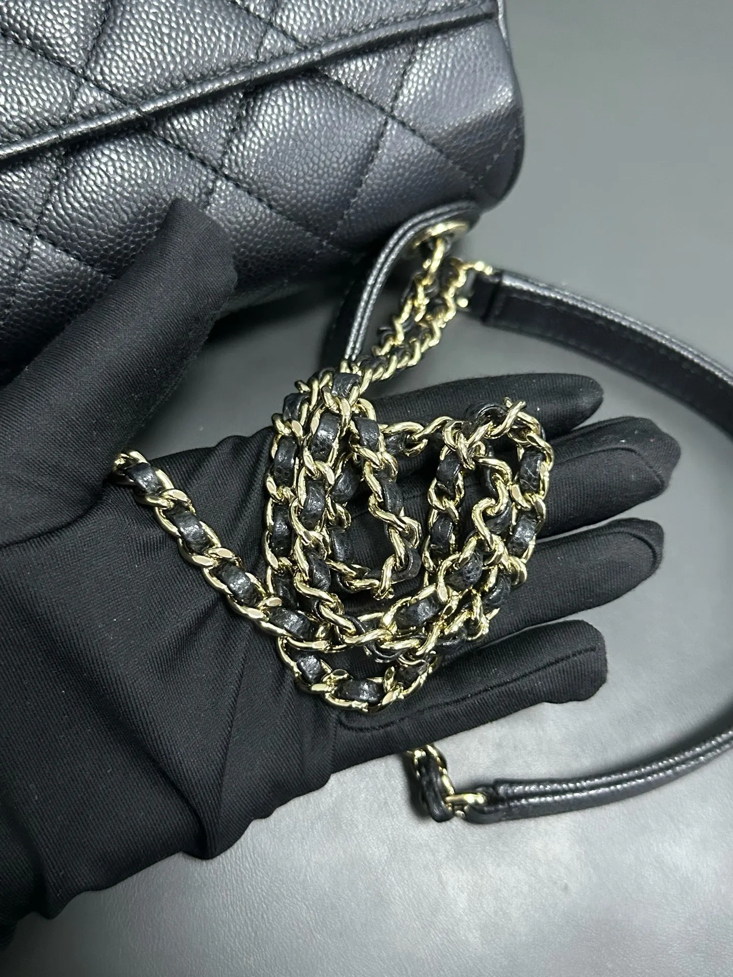 CHANEL Black Matelasse Business Affinity Shoulder Handbag BGH CHANEL Black Matelasse Business Affinity Shoulder Handbag BGH