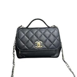 CHANEL Black Matelasse Business Affinity Shoulder Handbag BGH