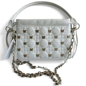 DIOR Milly lady Dior Handbag White Lambskin  Limited Version