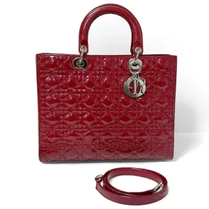 DIOR Large Lady Dior Bag Red Patent Leather